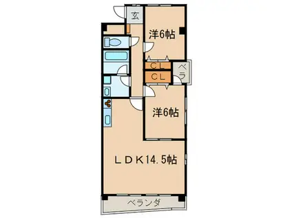 クレスト牧の里II(2LDK/2階)の間取り写真