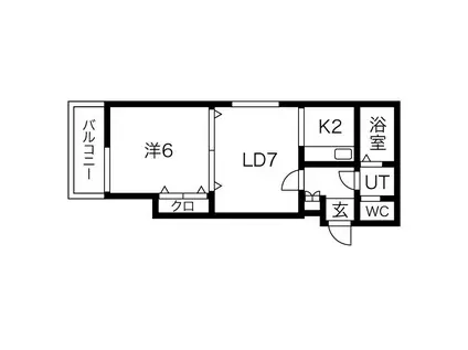 カサノール18条(1LDK/4階)の間取り写真