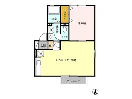 メゾン・プレミールB棟(1LDK/2階)の間取り写真