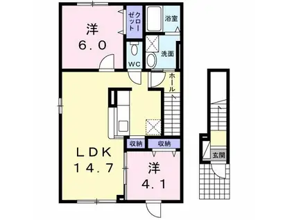 東武東上線 中板橋駅 徒歩6分 2階建 築12年(2LDK/2階)の間取り写真