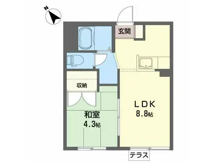 リオ・セレッソA(1LDK/1階)の間取り写真
