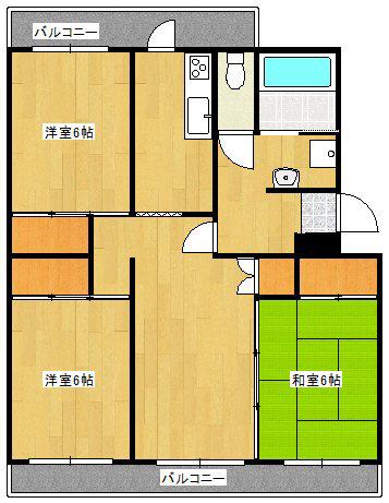 ユートピア真崎B棟(3LDK/2階)の間取り写真
