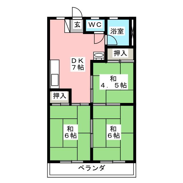 サングリーン鈴鹿(3DK/3階)の間取り写真