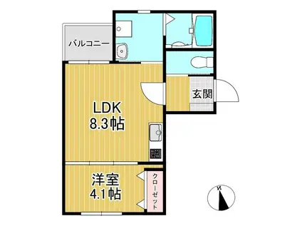 T-REGNO羽犬塚(1LDK/3階)の間取り写真