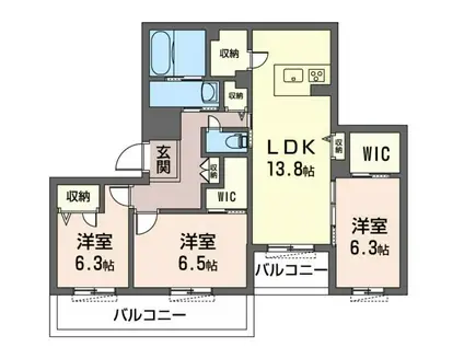 EXCELENTE K(3LDK/2階)の間取り写真