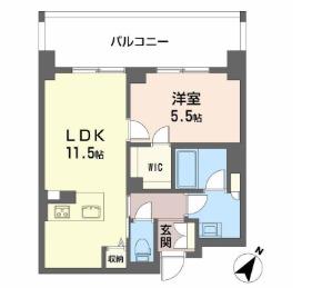 リビエナ グラン 新梅田(1LDK/7階)の間取り写真