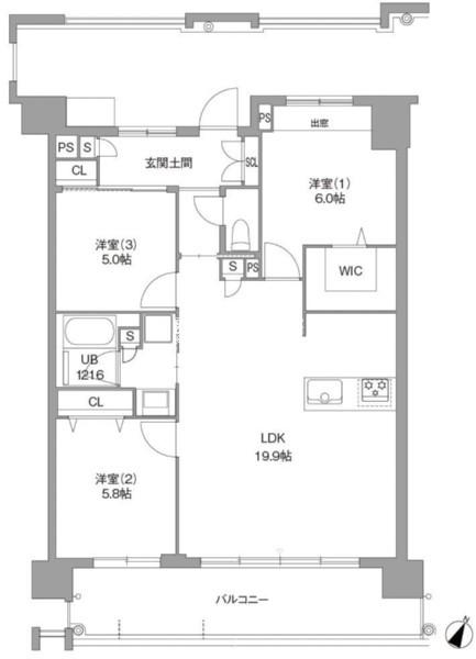 LASANTE 照葉オーシャンテラス(3LDK/3階)の間取り写真