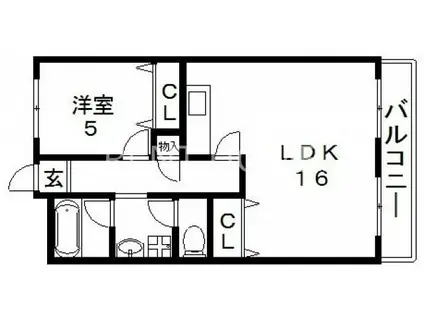 エステマール弥刀(1LDK/4階)の間取り写真
