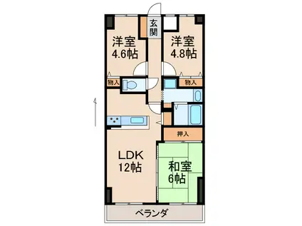 朝日プラザ鳴神(3LDK/4階)の間取り写真
