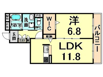 HAMILTON COURT(1LDK/1階)の間取り写真