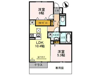 プレッツァ ソーレ(2LDK/1階)の間取り写真