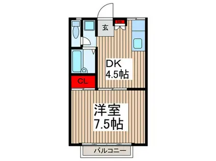 エステート東川口(1DK/2階)の間取り写真