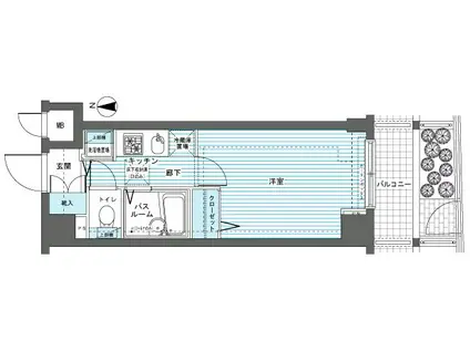 フェニックス武蔵関弐番館(1K/1階)の間取り写真