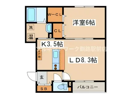 ノースブルー(1LDK/1階)の間取り写真