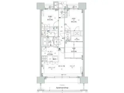 MJRザ・ガーデン宮崎駅前(3LDK/12階)の間取り写真