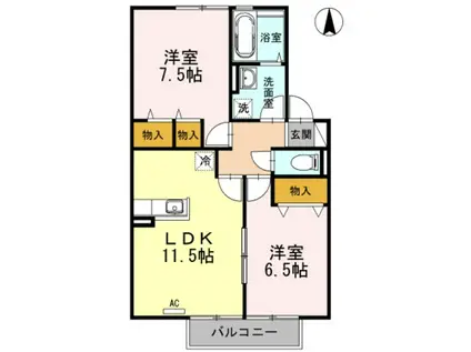 ハートポジションI(2LDK/2階)の間取り写真
