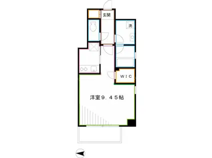 アンソレイユ(1K/6階)の間取り写真