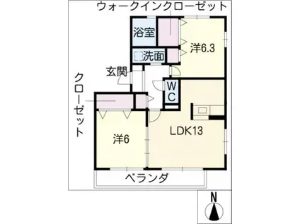 プリオーレ日進 A棟(2LDK/3階)の間取り写真