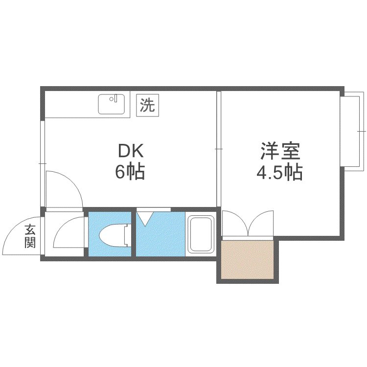 第16森宅建マンション(1DK/2階)の間取り写真