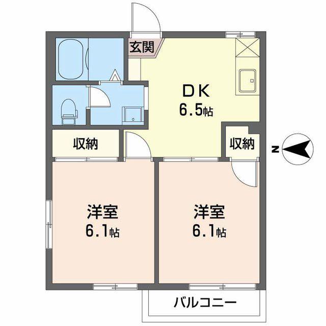 セラフジオカB(2DK/2階)の間取り写真