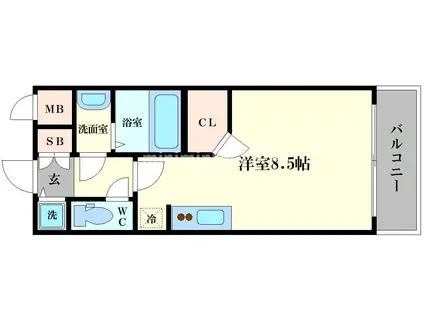 エクスクルーシブレジデンス西九条(1K/2階)の間取り写真