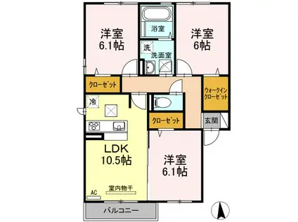 セントラル レジデンス C棟(3LDK/1階)の間取り写真