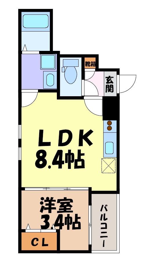 CHERIM志賀本通BRISE(1LDK/1階)の間取り写真