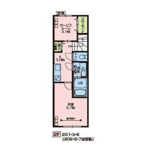 オークC オークD(1SK/2階)の間取り写真