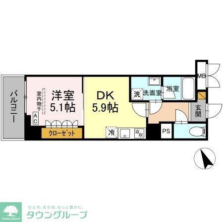 GRAND VILLAGE(1DK/6階)の間取り写真