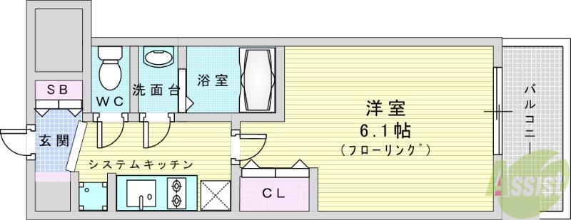 プレサンス神崎川ファインブレス(1K/2階)の間取り写真