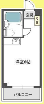 銀玉ハイツ(ワンルーム/3階)の間取り写真