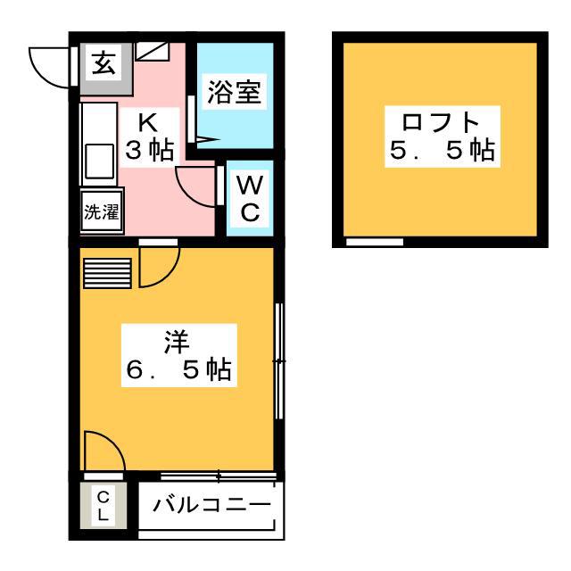 プルミエールII(1K/1階)の間取り写真