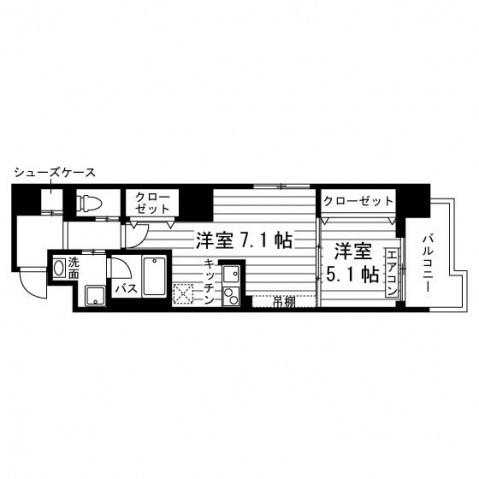 ルーチェ二日町(1DK/8階)の間取り写真