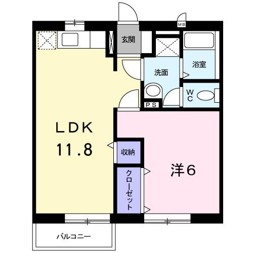 ベラーノII(1LDK/1階)の間取り写真