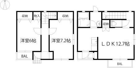ネオマーブル(2LDK/1階)の間取り写真