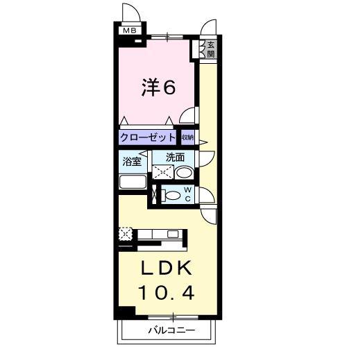 メゾンまえはたIII(1LDK/2階)の間取り写真