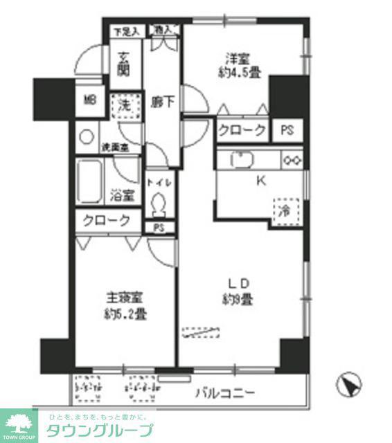 エステージ築地(2LDK/3階)の間取り写真