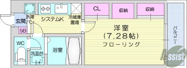 リブリ・エスポワール表柴田(1K/3階)の間取り写真