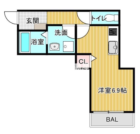 フォレスト光町(ワンルーム/1階)の間取り写真