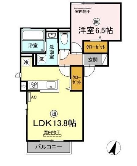 JR山陽本線 倉敷駅 徒歩7分 3階建 築5年(1LDK/2階)の間取り写真