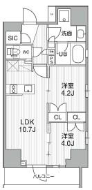 グランエール西日暮里ノース(2LDK/5階)の間取り写真