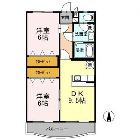エスペランサI(2LDK/1階)の間取り写真
