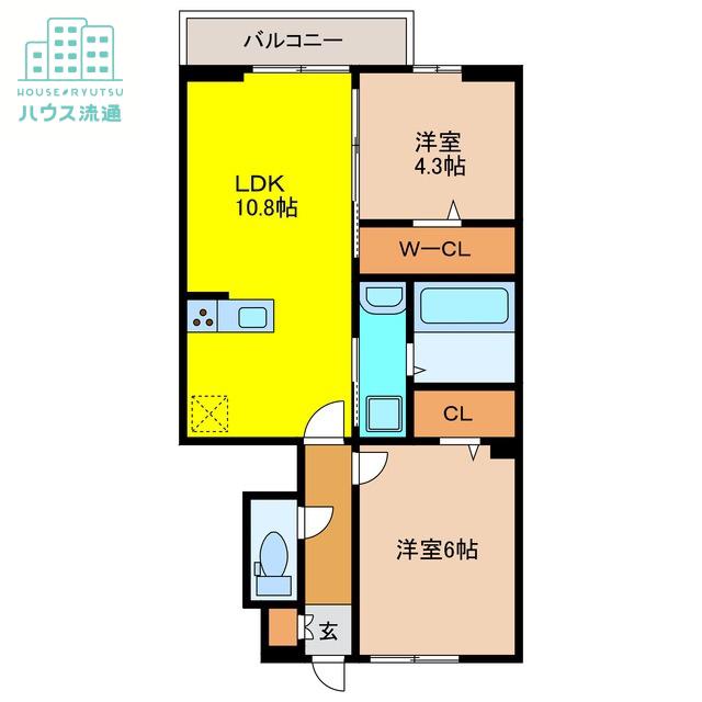 ロイヤルタウン上峰 C(2LDK/1階)の間取り写真