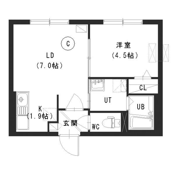 インフィニティ旭町(1LDK/4階)の間取り写真