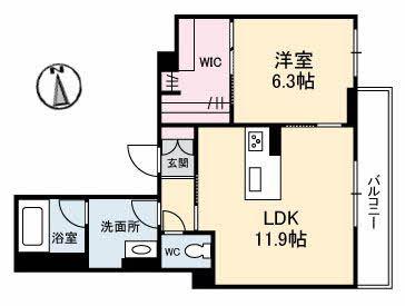 シャーメゾンスリースター(1LDK/2階)の間取り写真