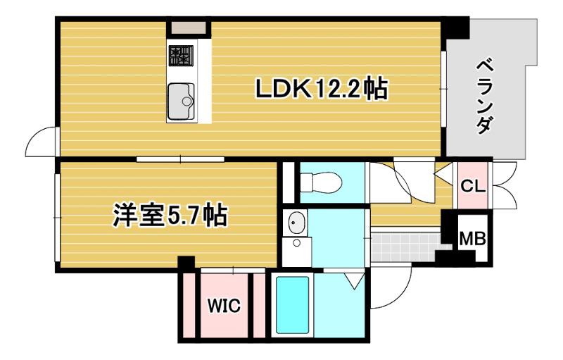 サンティエ福島吉野(1LDK/4階)の間取り写真