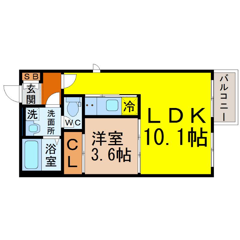 SCOTTSDALE(1LDK/3階)の間取り写真