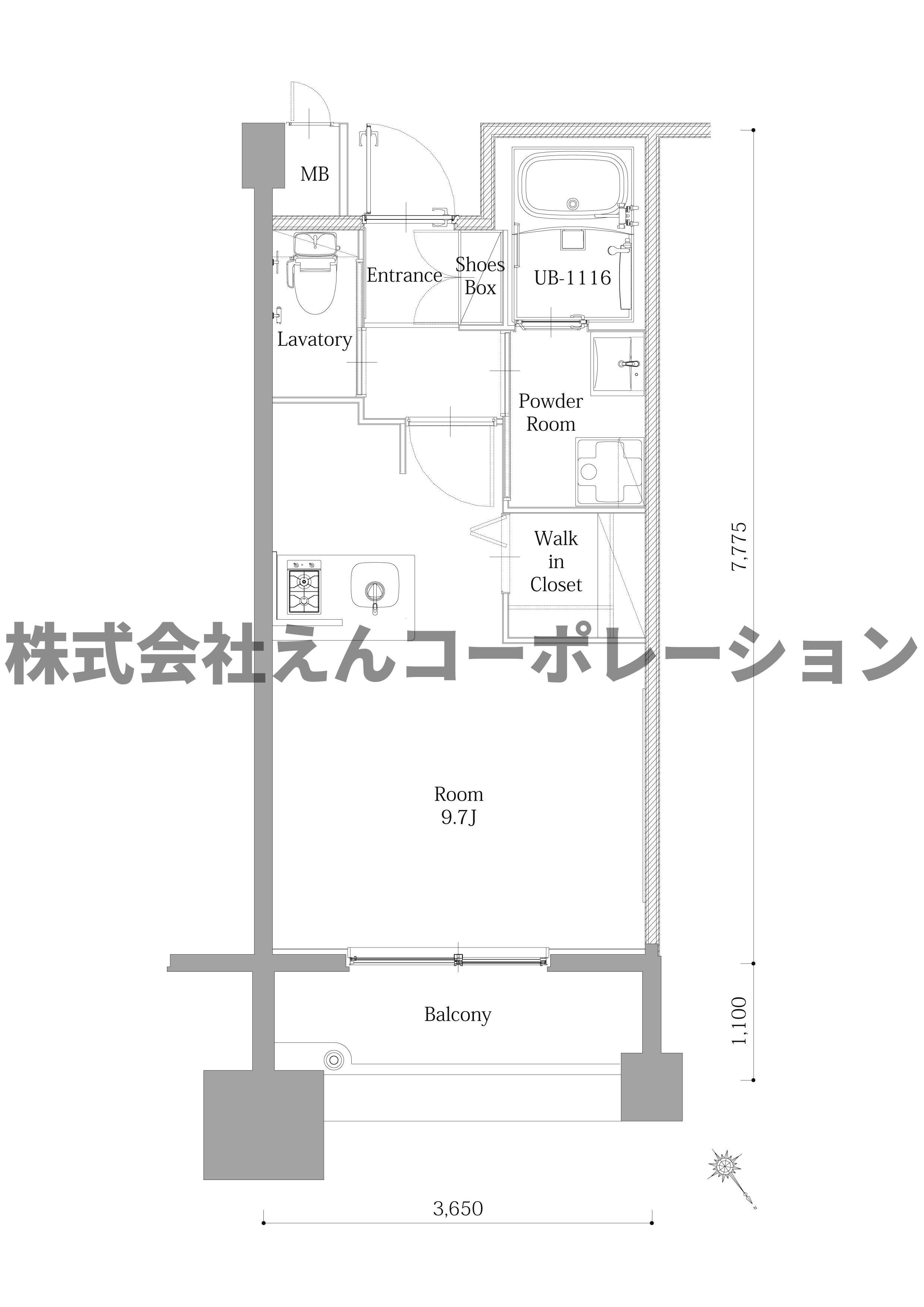エンクレスト呉服町(ワンルーム/9階)の間取り写真