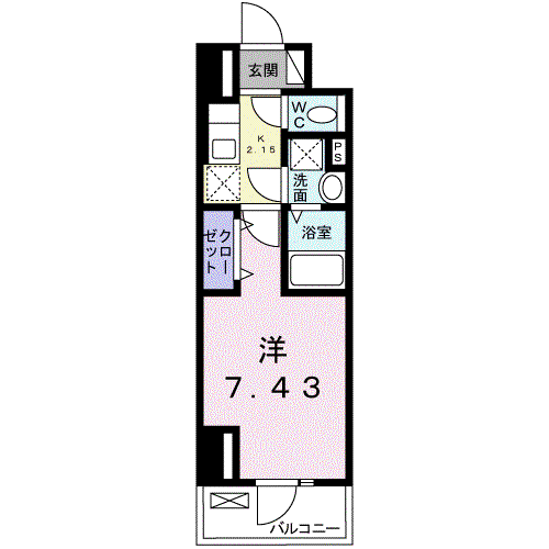 プラーサート 南観音(1K/2階)の間取り写真