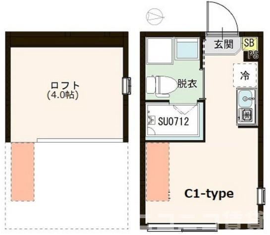 ハーモニーテラス春日町IV(ワンルーム/2階)の間取り写真